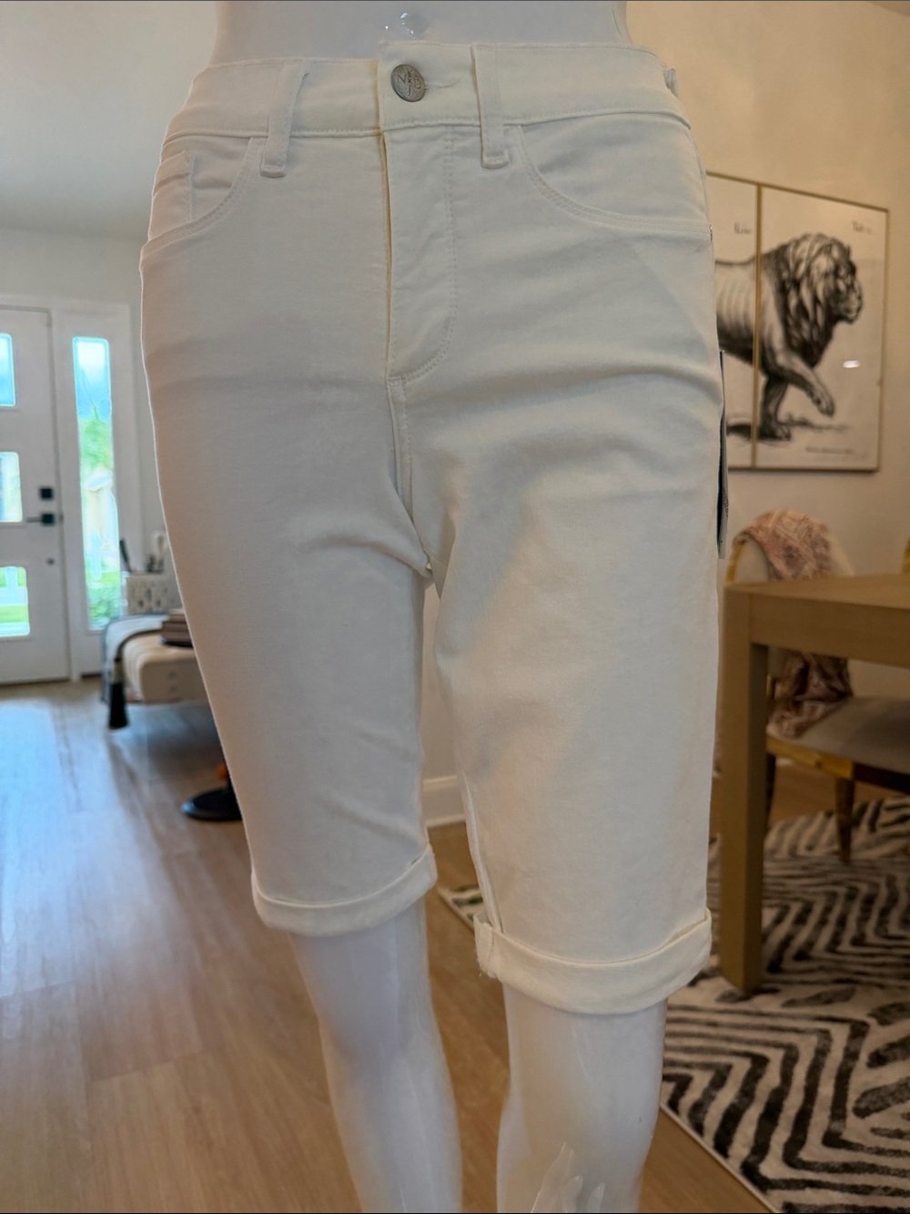 White Stretch Bermuda Shorts - Women's
